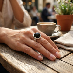 Woman wearing jade ring