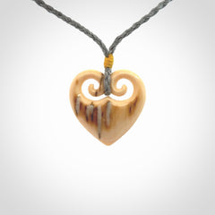 Beautiful heart pendants, Carved in Ancient Woolly Mammoth Tusk
