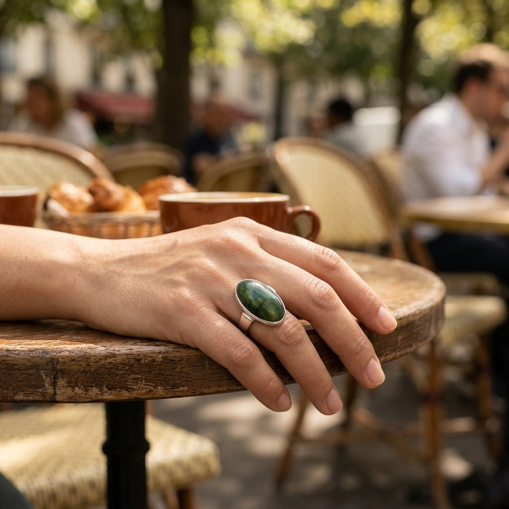 woman wearing jade ring