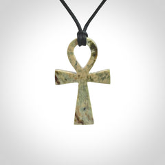 Aceh Jade Stone ankh cross pendant. Handmade jade jewellery made by NZ Pacific and for sale online. Jade stone ankh cross for men and women. Unique art to wear from NZ Pacific.