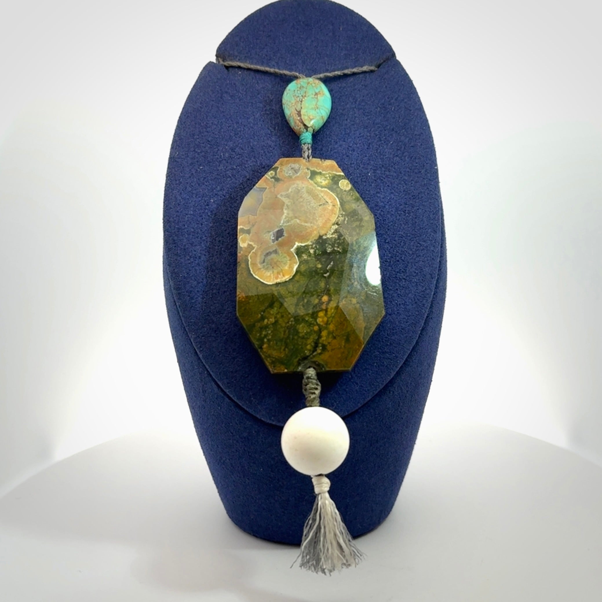 Rainforest Jasper with Turquoise pendant