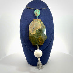 Rainforest Jasper with Turquoise pendant