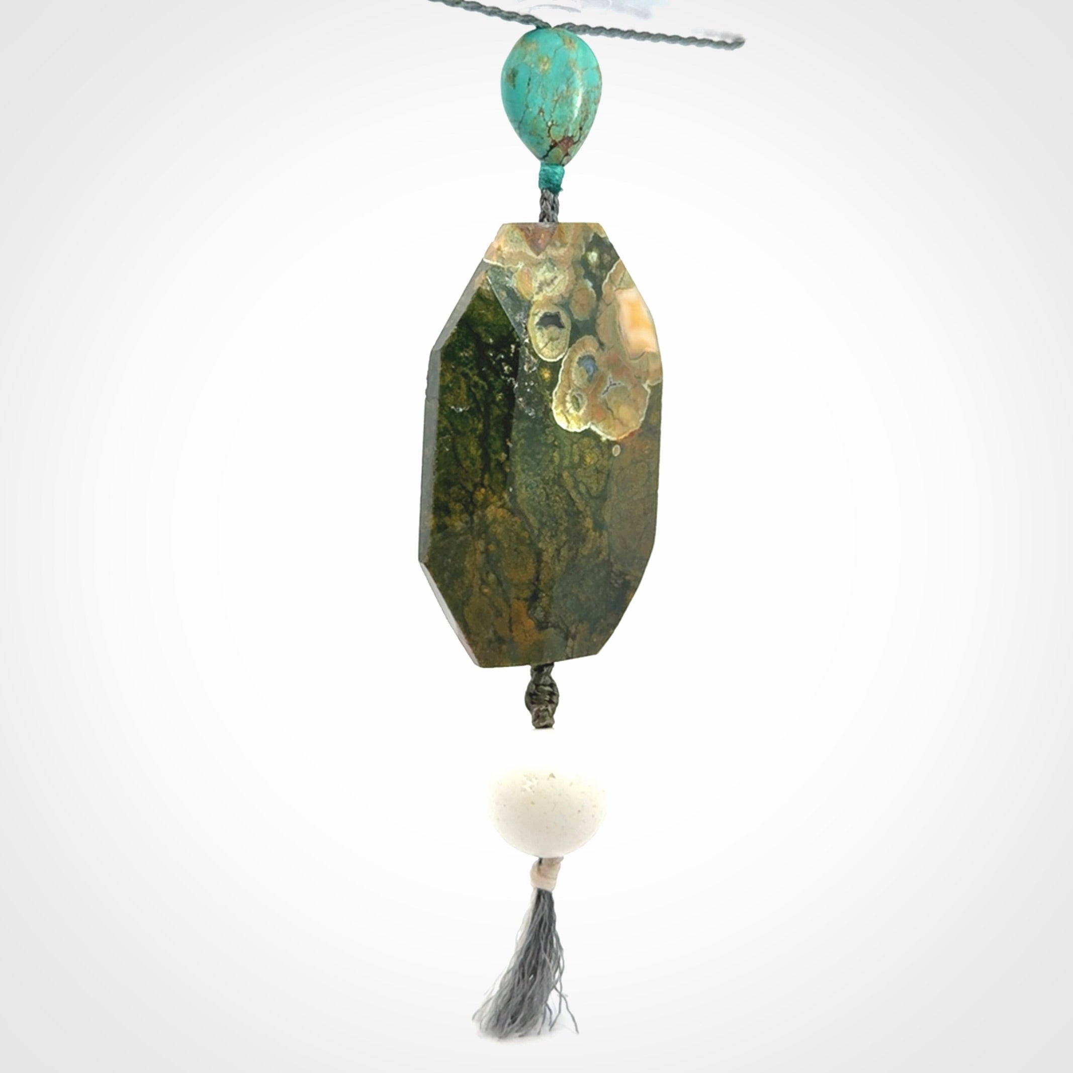 Rainforest Jasper with Turquoise pendant