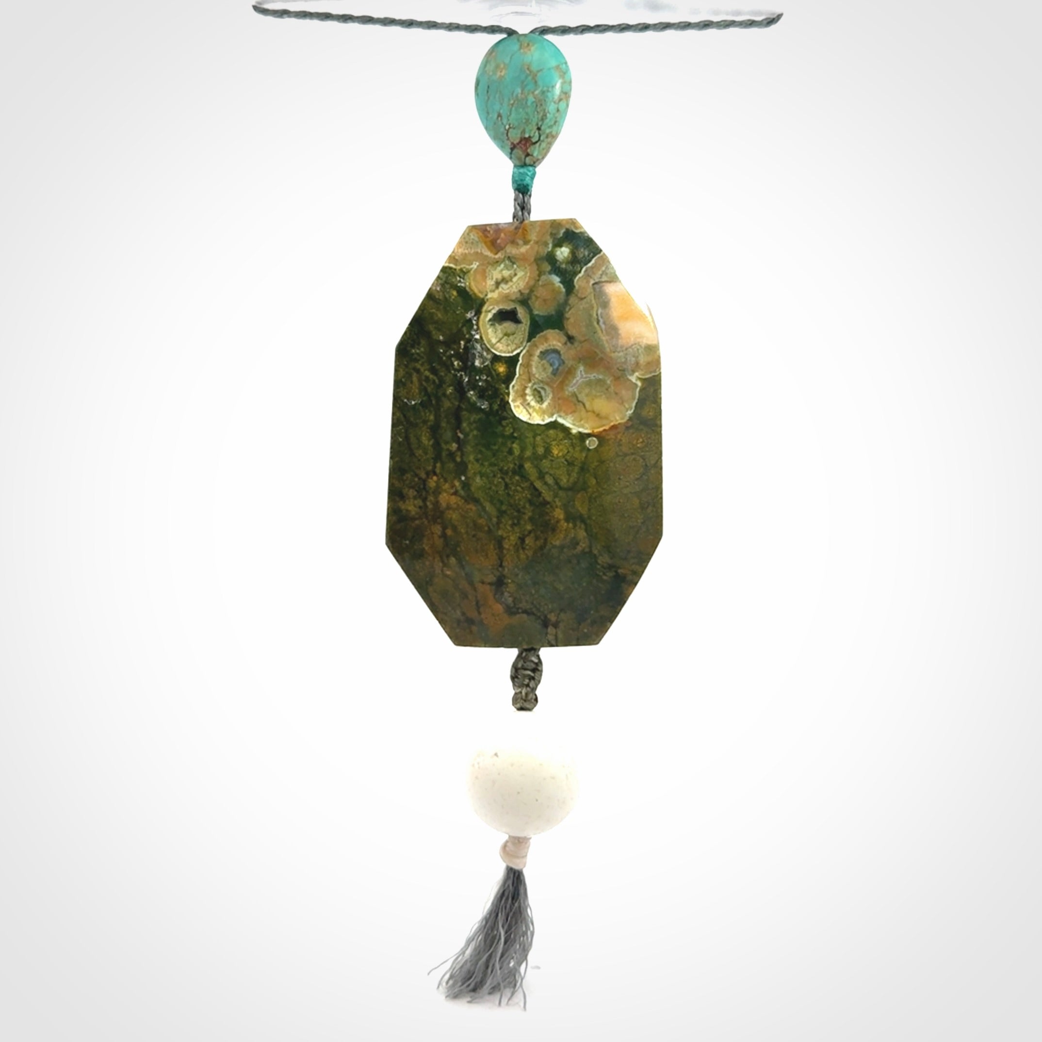 Rainforest Jasper with Turquoise pendant