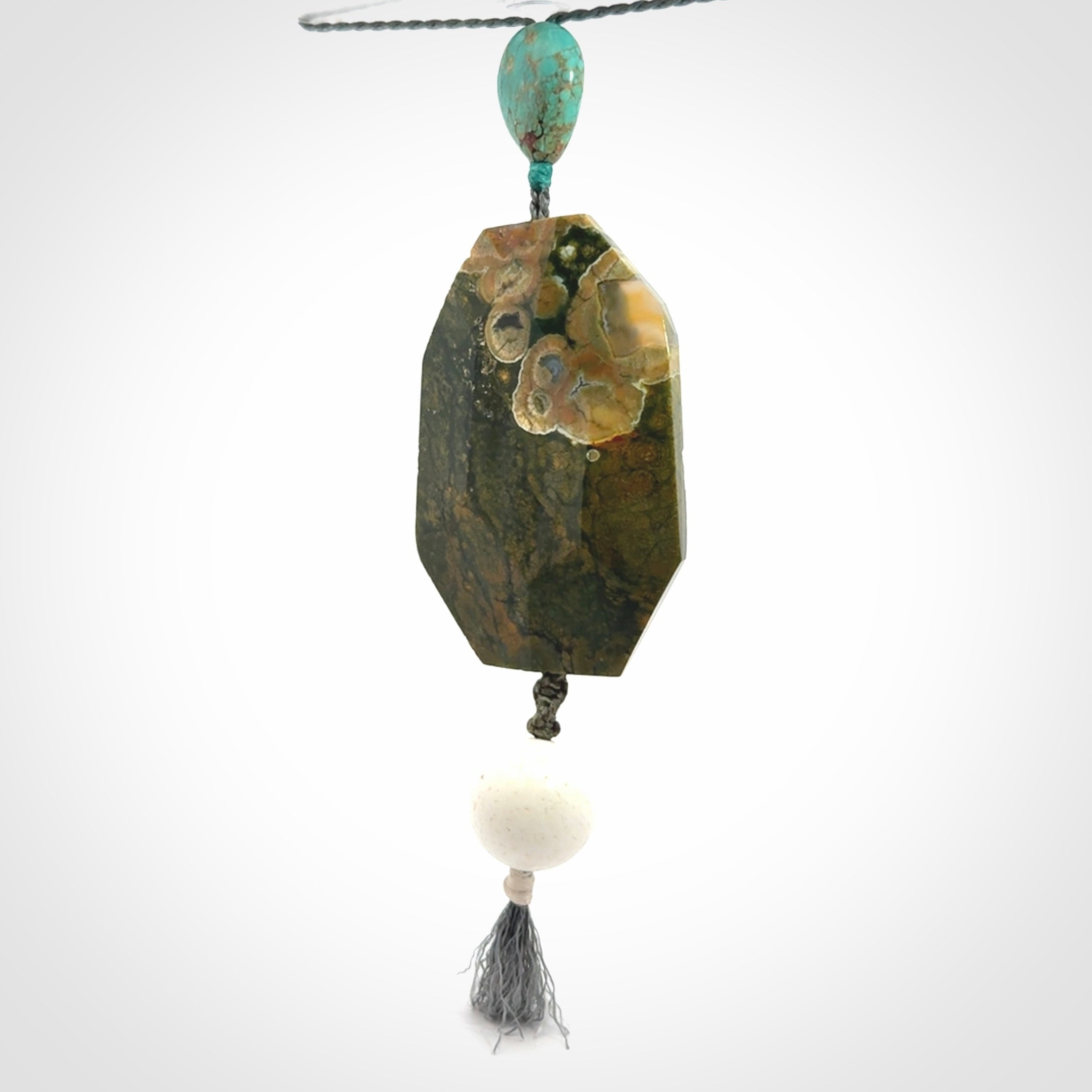 Rainforest Jasper with Turquoise pendant