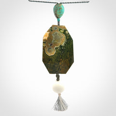 Rainforest Jasper with Turquoise pendant