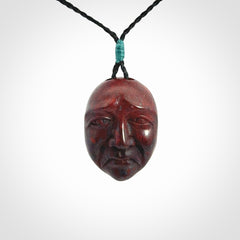 Hand carved jasper stone happy, sad and angry face pendants