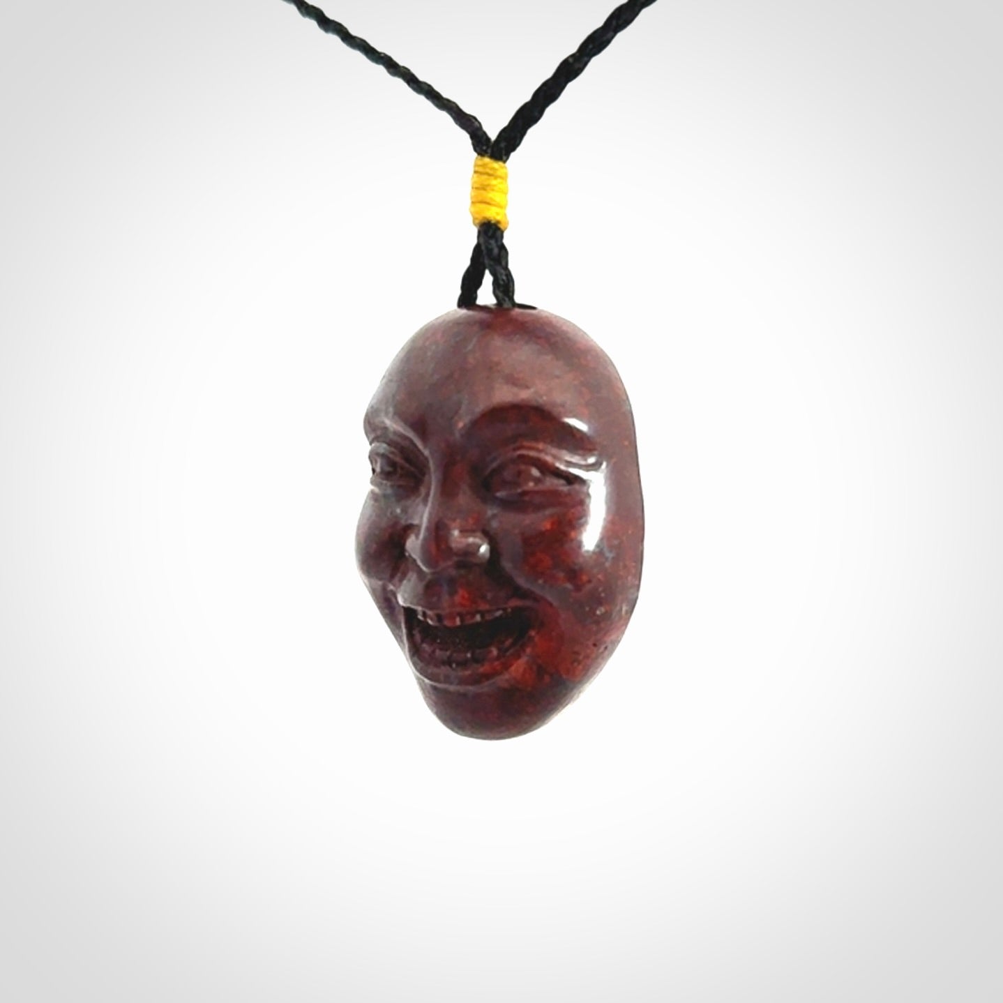 Hand carved jasper stone happy, sad and angry face pendants