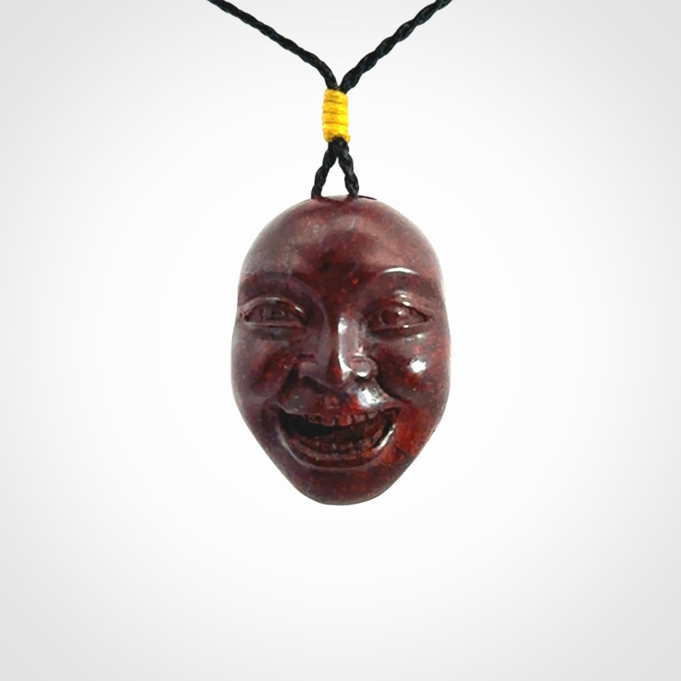 Hand carved jasper stone happy, sad and angry face pendants