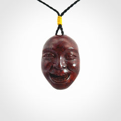 Hand carved jasper stone happy, sad and angry face pendants