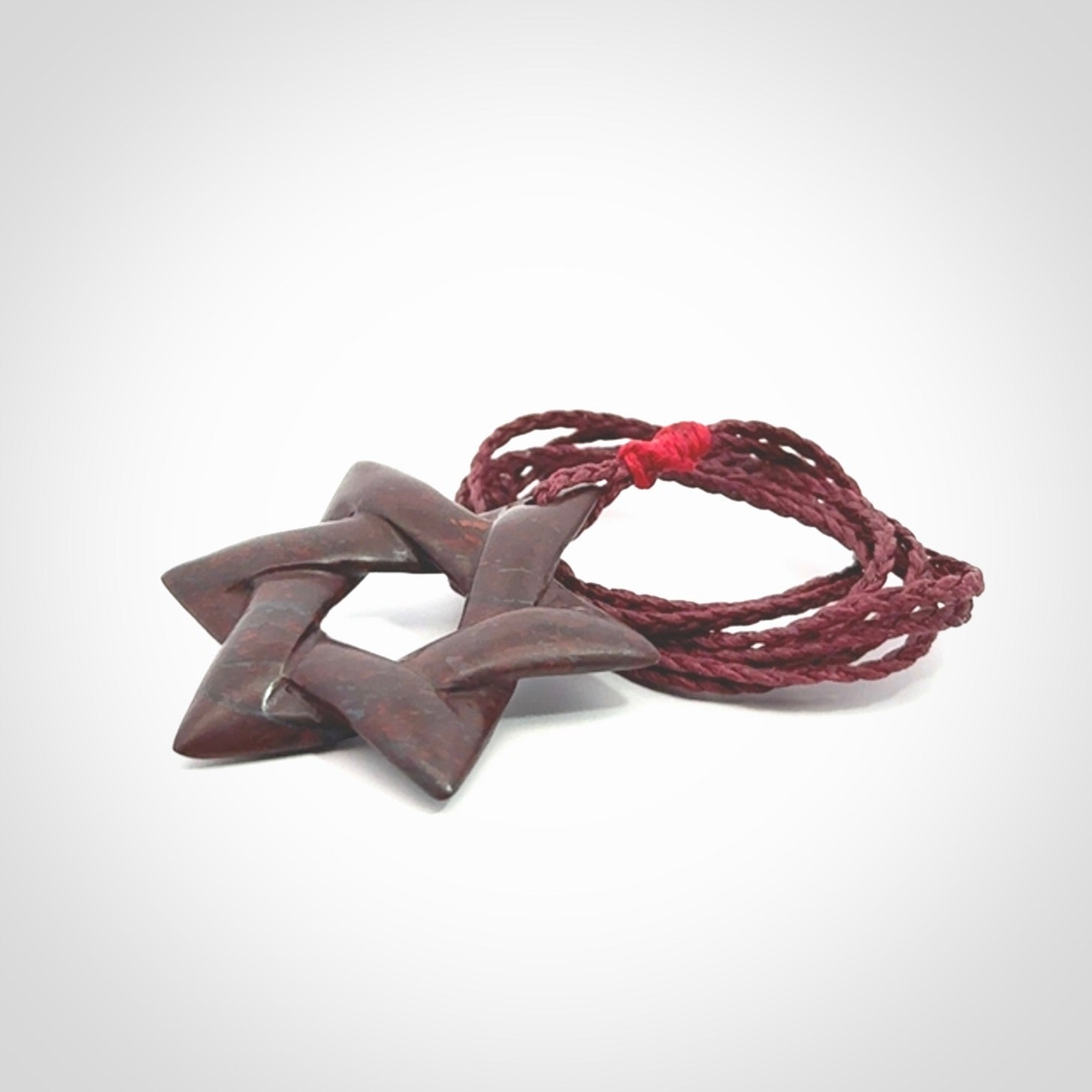 Hand carved Red Jasper Stone Magen David star pendant. Red Jasper Stone Magen David Star necklace. Real Red Jasper Stone