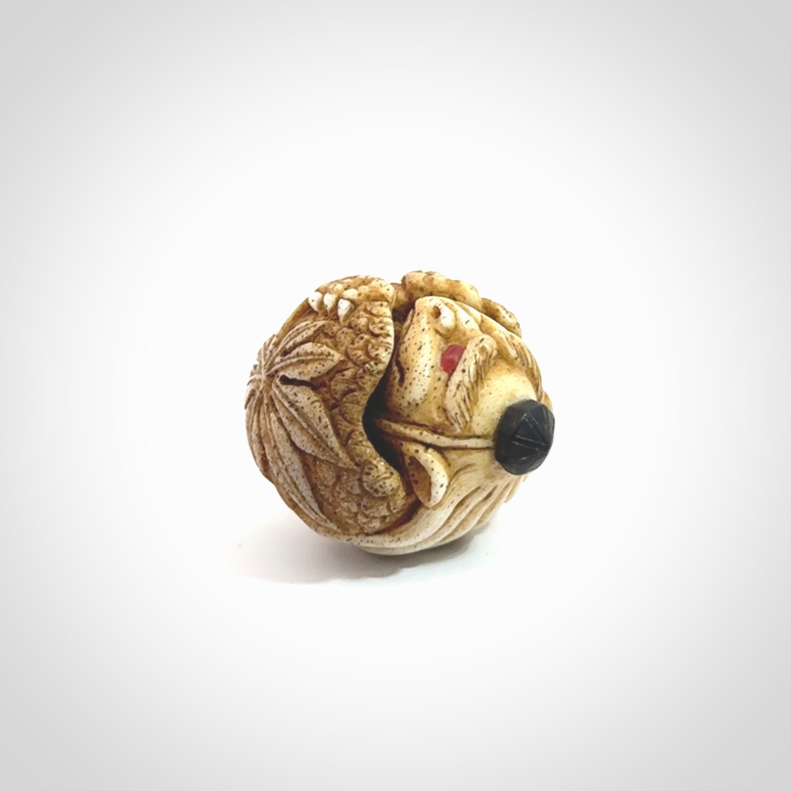 Hand carved Karasu Tengu carving made from Deer antler with Buffalo Horn. Hand made by master bone carver Fumio Noguchi. Spectacular collectable work of art to display. One only, delivered to you at no extra cost with express courier.