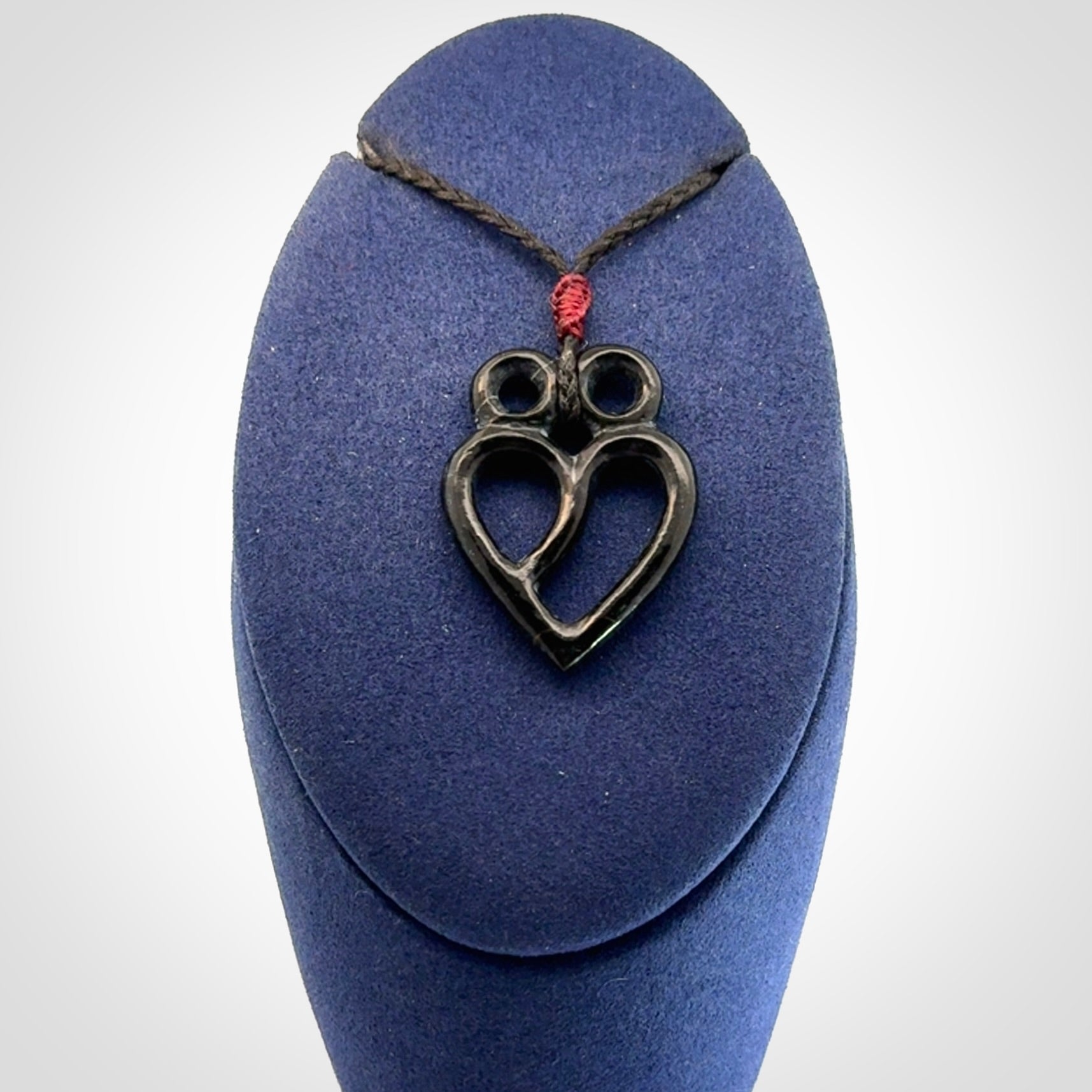 Hand Carved heart pendant in Black Jade