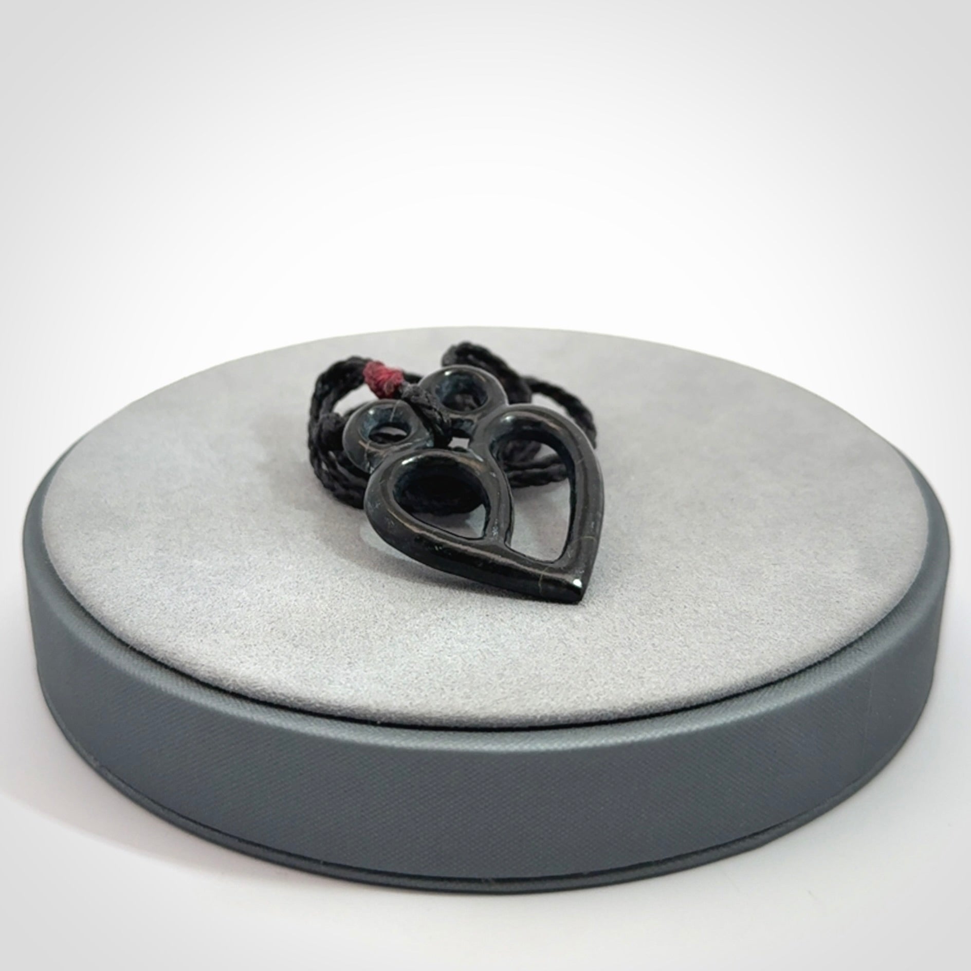 Hand Carved heart pendant in Black Jade