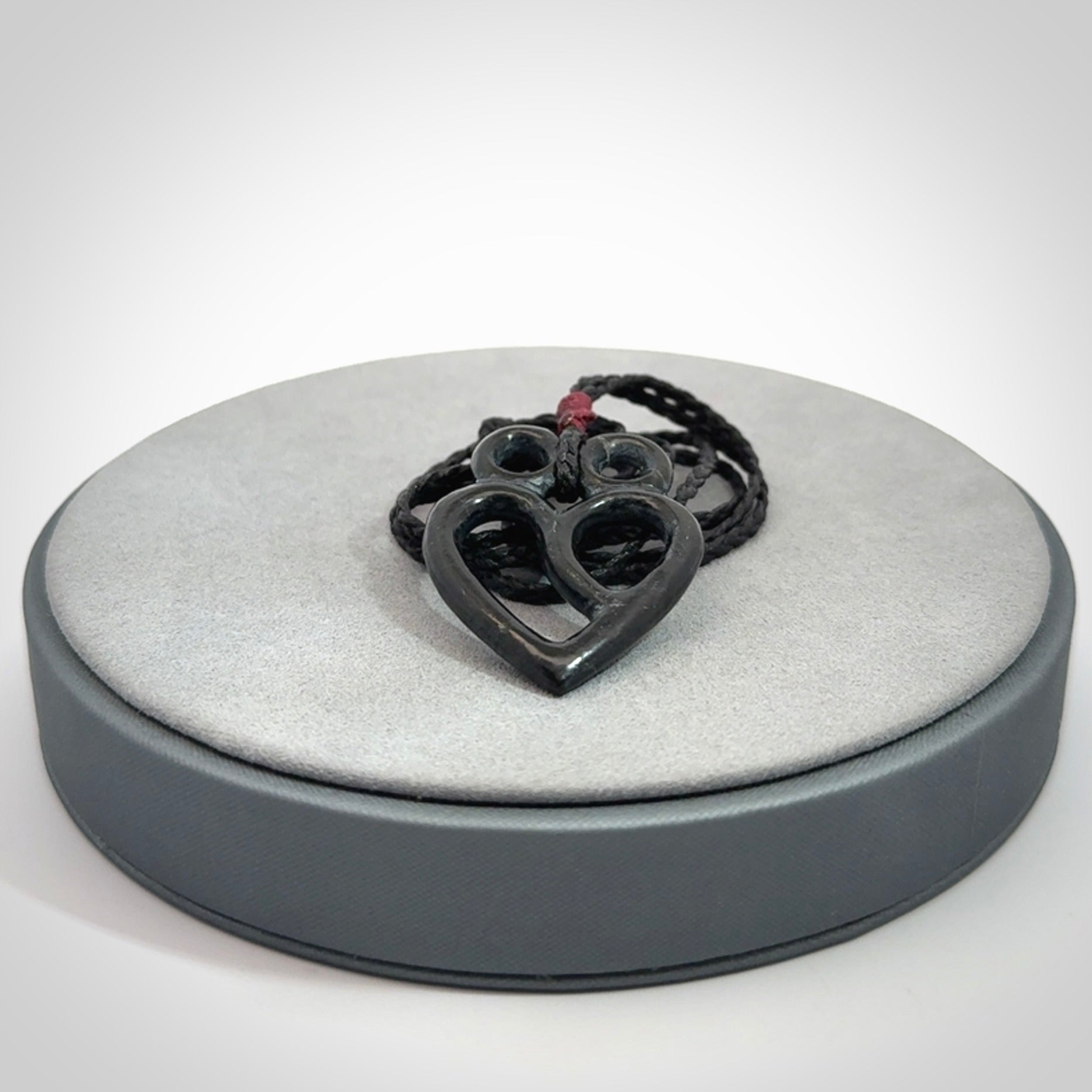 Hand Carved heart pendant in Black Jade