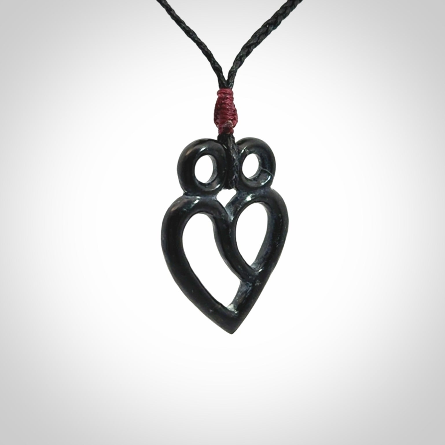 Hand Carved heart pendant in Black Jade