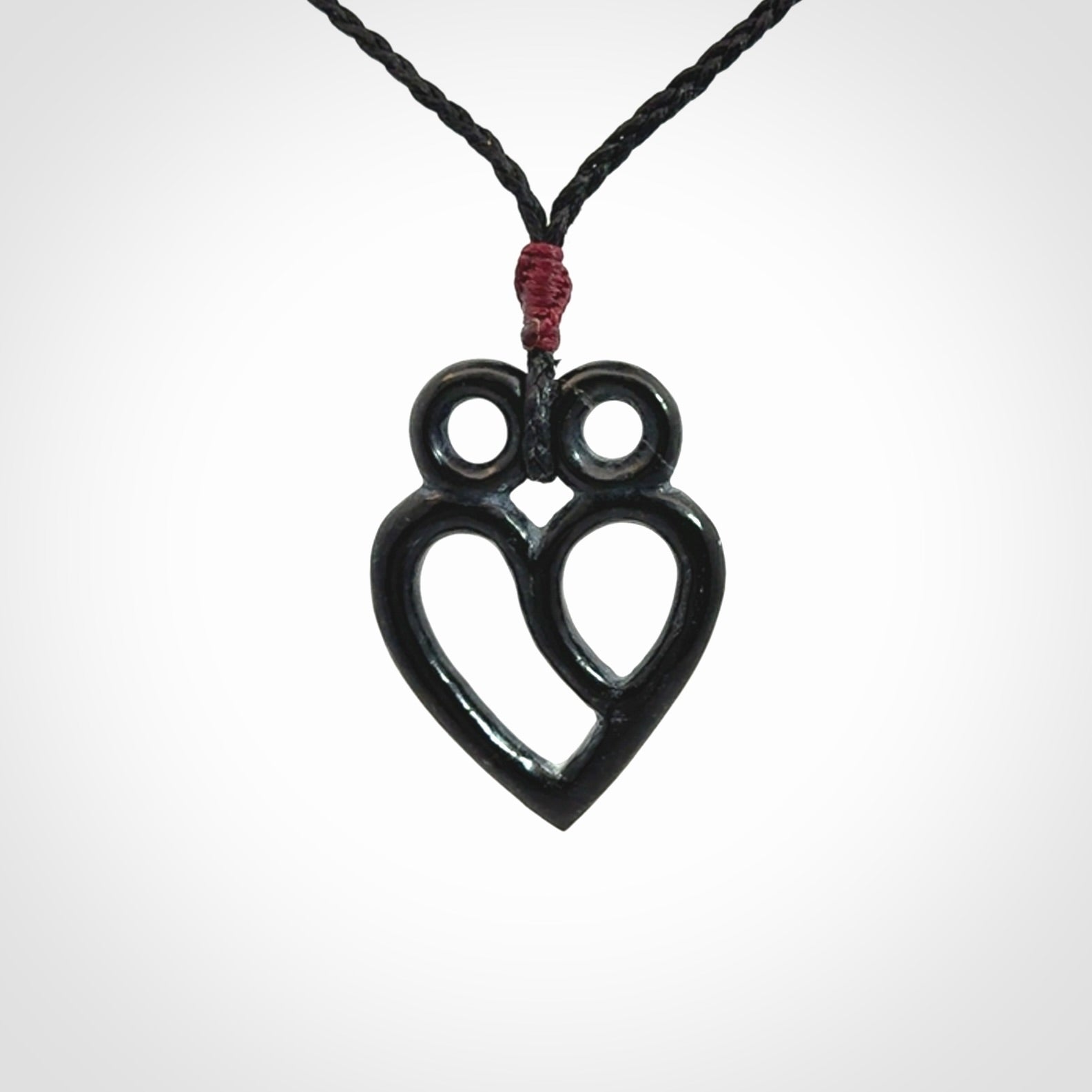 Hand Carved heart pendant in Black Jade
