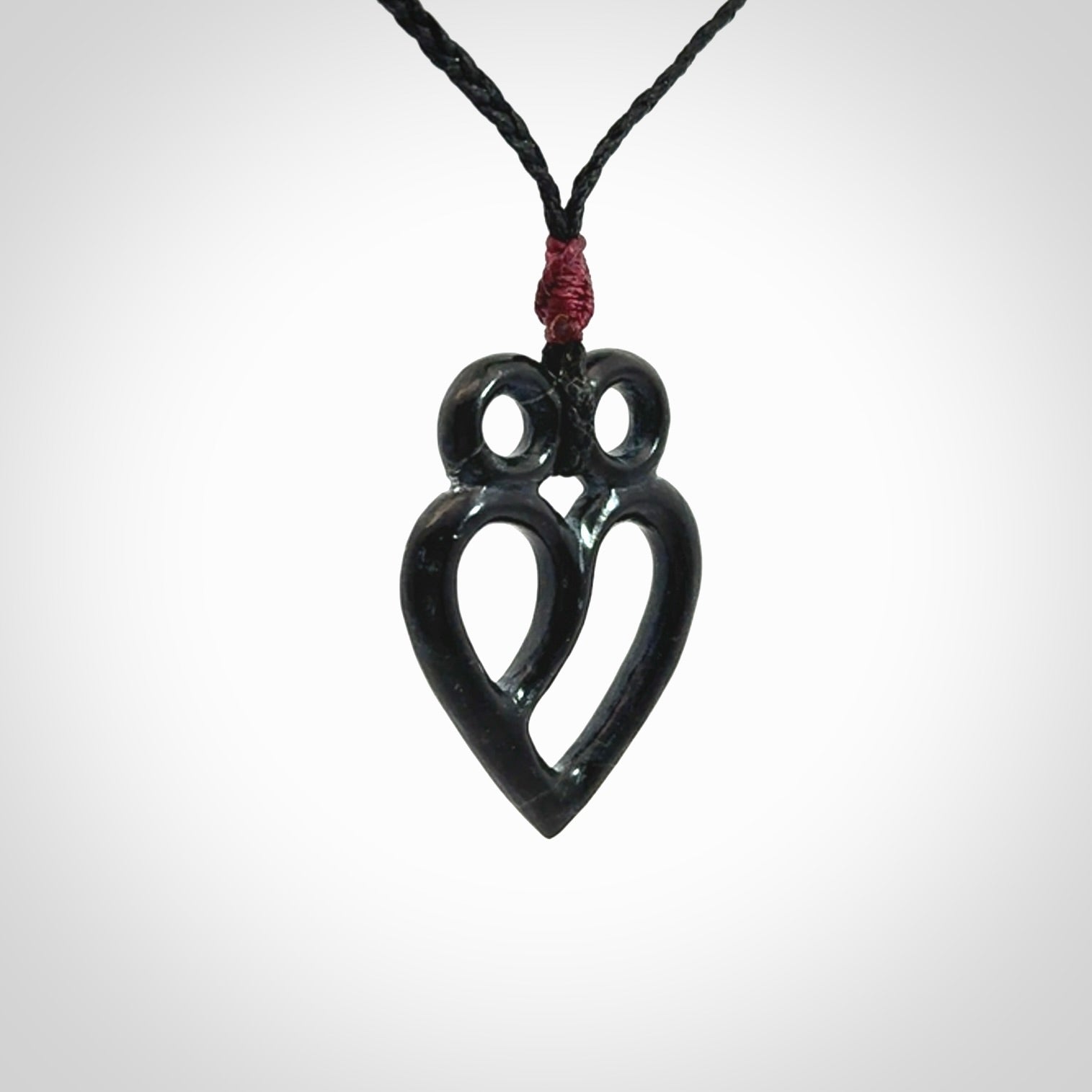 Hand Carved heart pendant in Black Jade