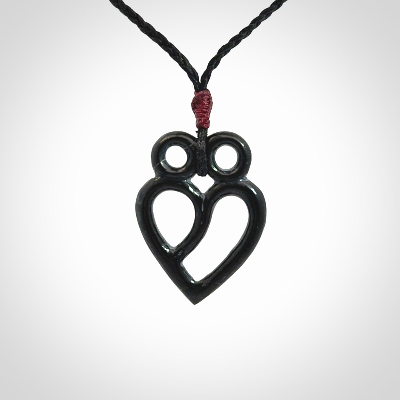 Hand Carved heart pendant in Black Jade