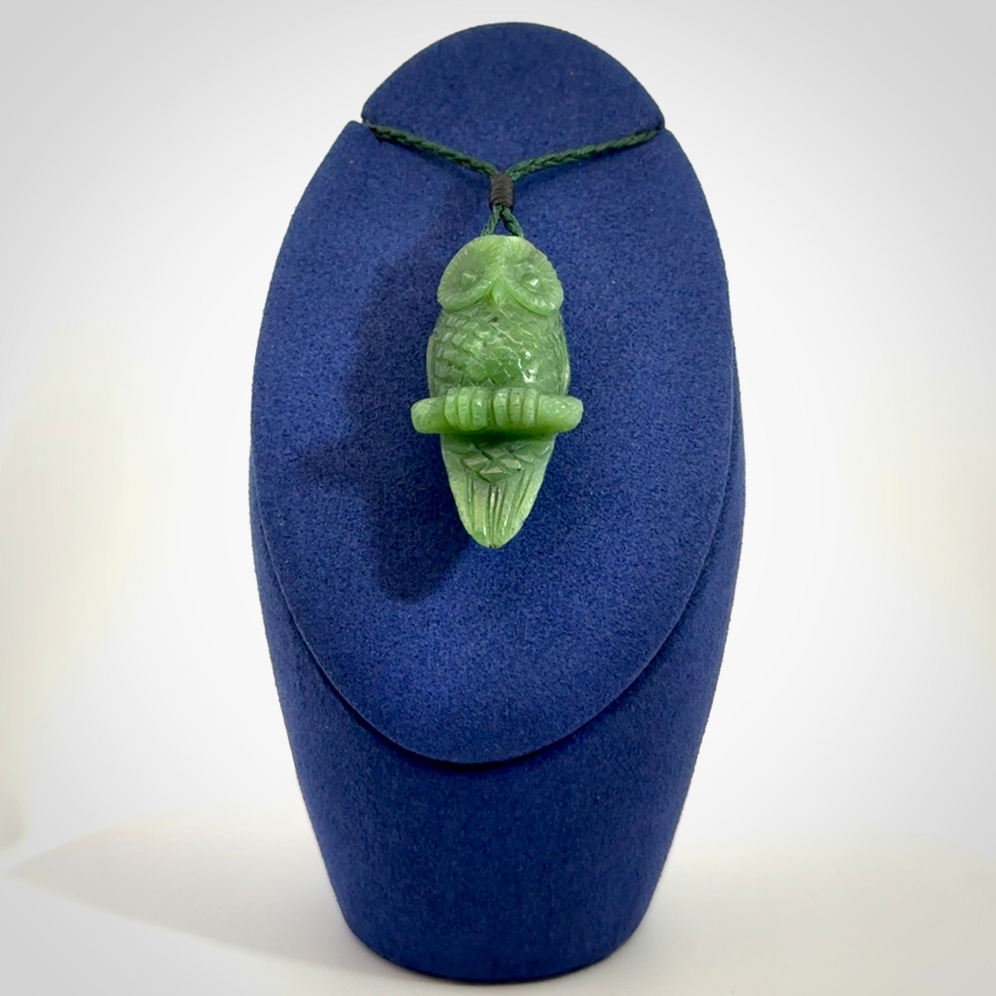 Hand carved Owl pendants, hand made for us from British Columbian Jade.