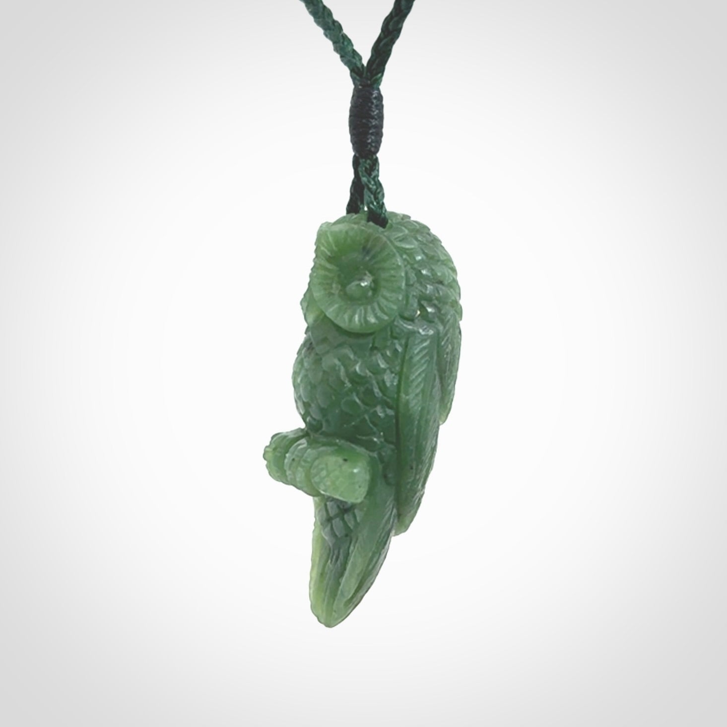 Hand carved Owl pendants, hand made for us from British Columbian Jade.