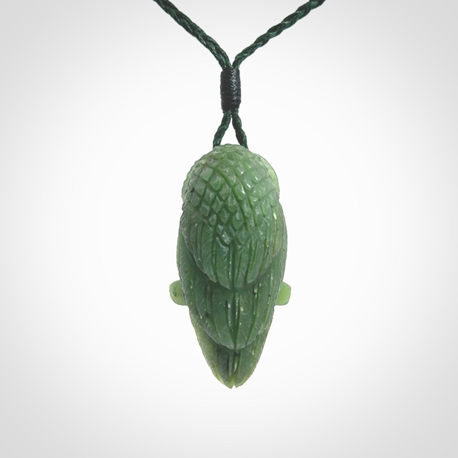 Hand carved Owl pendants, hand made for us from British Columbian Jade.
