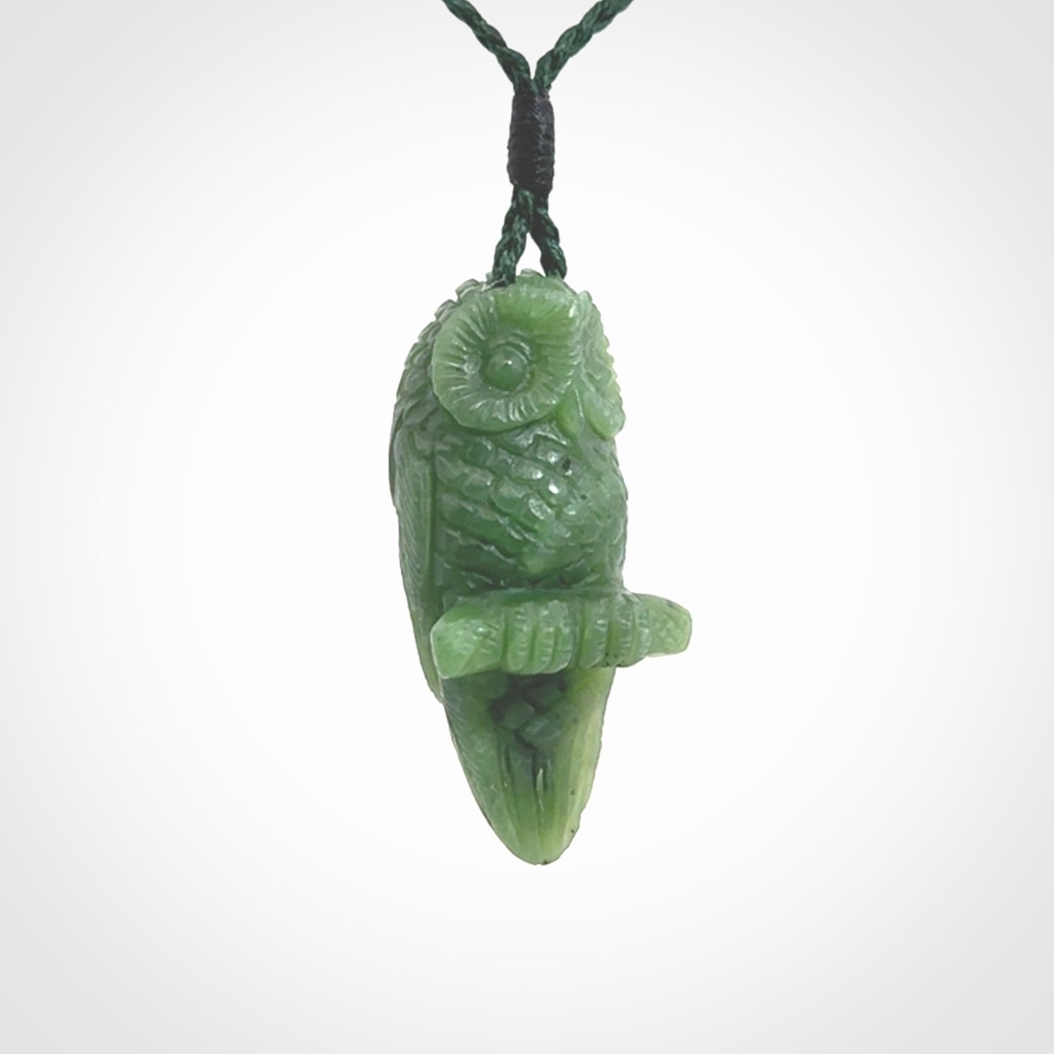 Hand carved Owl pendants, hand made for us from British Columbian Jade.