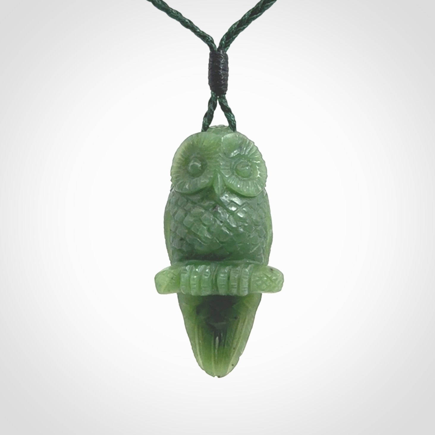 Hand carved Owl pendants, hand made for us from British Columbian Jade.