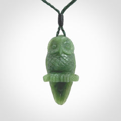 Hand carved Owl pendants, hand made for us from British Columbian Jade.