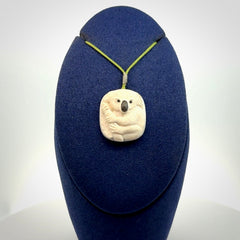 Hand carved woolly mammoth tusk koala bear pendant