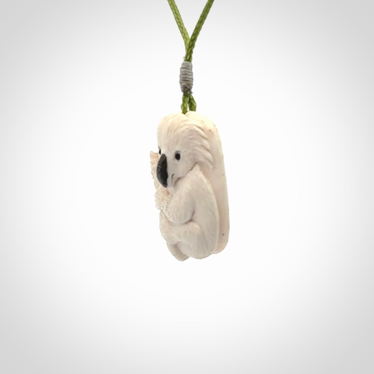 Hand carved woolly mammoth tusk koala bear pendant