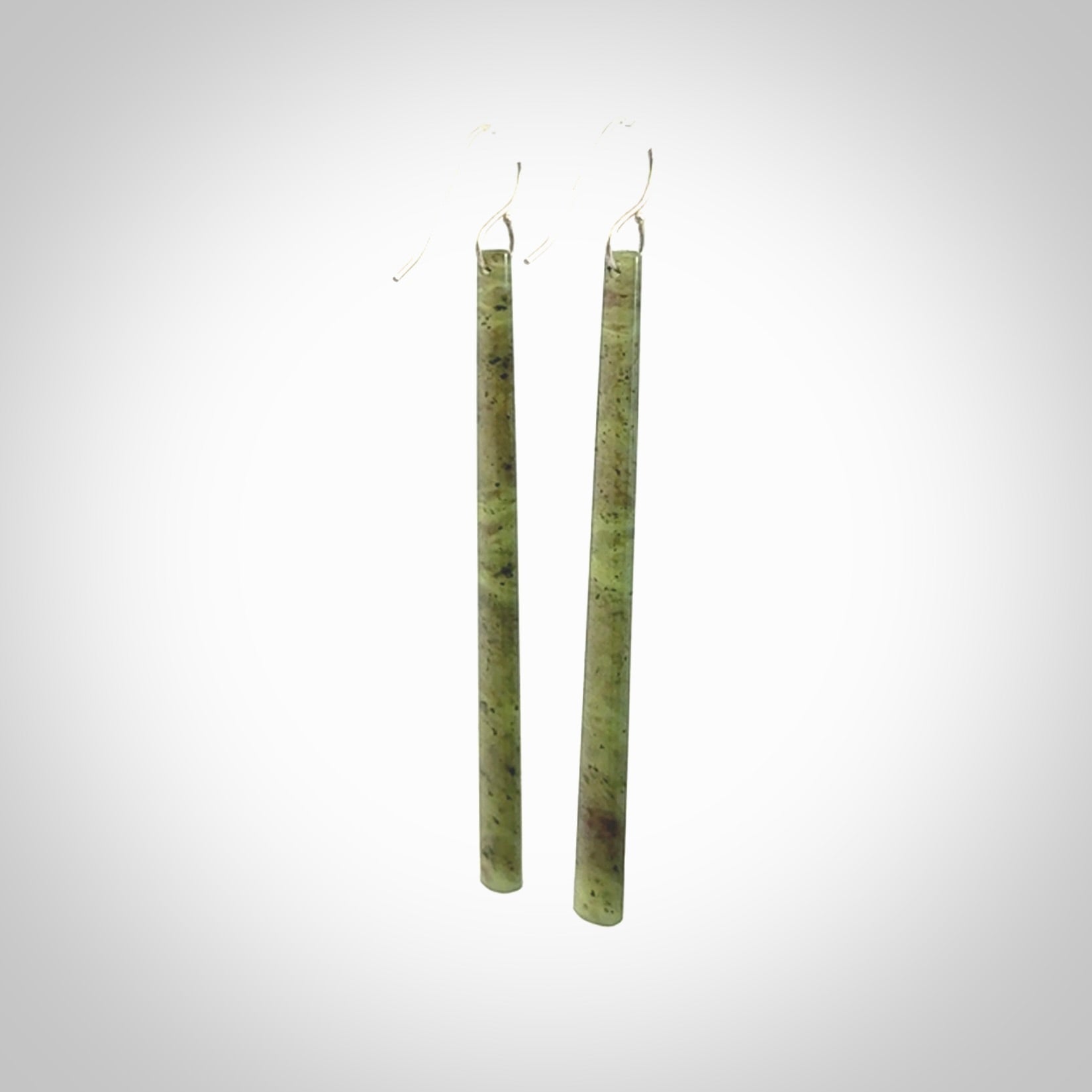 Hand crafted large, New Zealand Jade drop earrings with Sterling Silver Hooks. Jade drop earrings, packaged in a woven kete pouch.