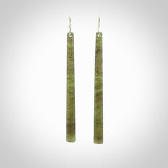 Hand crafted large, New Zealand Jade drop earrings with Sterling Silver Hooks. Jade drop earrings, packaged in a woven kete pouch.