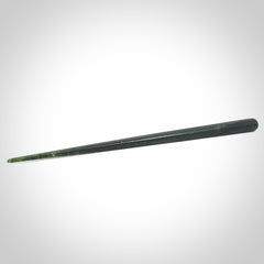 Hand carved New Zealand Tangiwai jade hair pin. Unique art for you hair. Hand made by Kristal Thompson in New Zealand Pounamu.