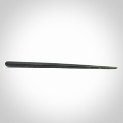 Hand carved New Zealand Tangiwai jade hair pin. Unique art for you hair. Hand made by Kristal Thompson in New Zealand Pounamu.