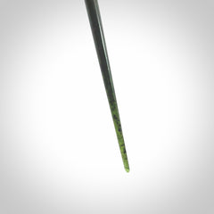 Hand carved New Zealand Tangiwai jade hair pin. Unique art for you hair. Hand made by Kristal Thompson in New Zealand Pounamu.
