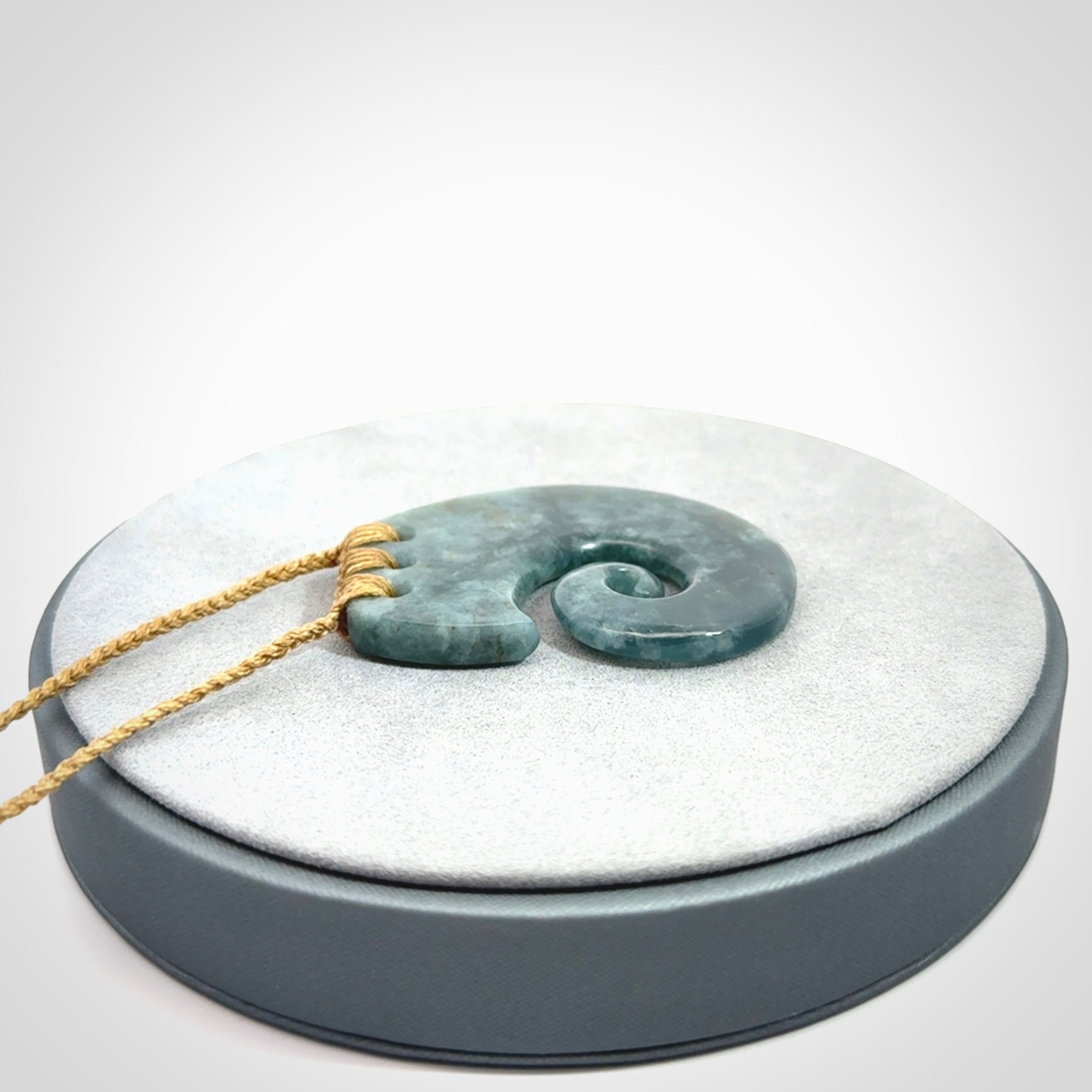 Hand Carved Koru pendant in Gorgeous Guatemalan Jadeite