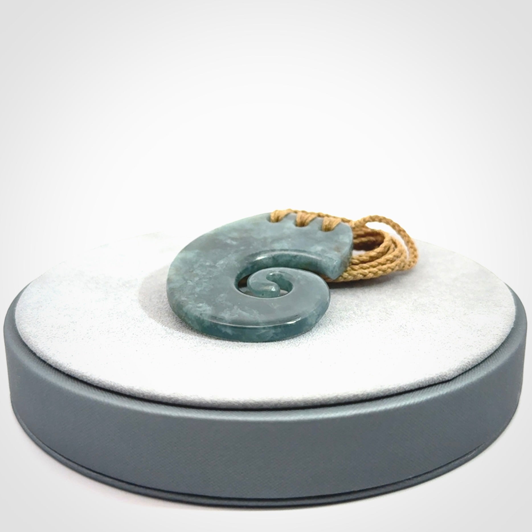 Hand Carved Koru pendant in Gorgeous Guatemalan Jadeite