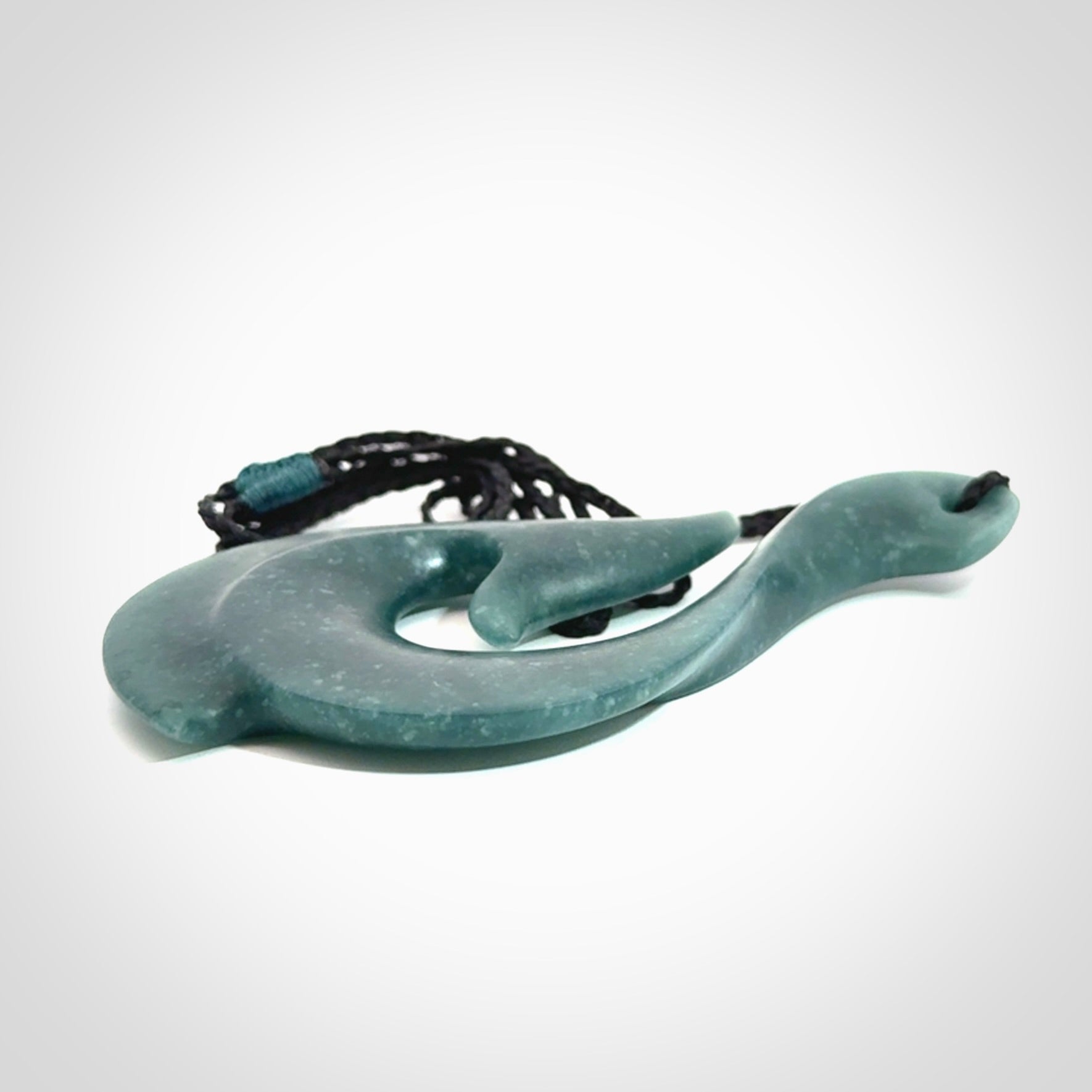 Hand carved large Guatemalan Jadeite Matau, Hook pendant.
