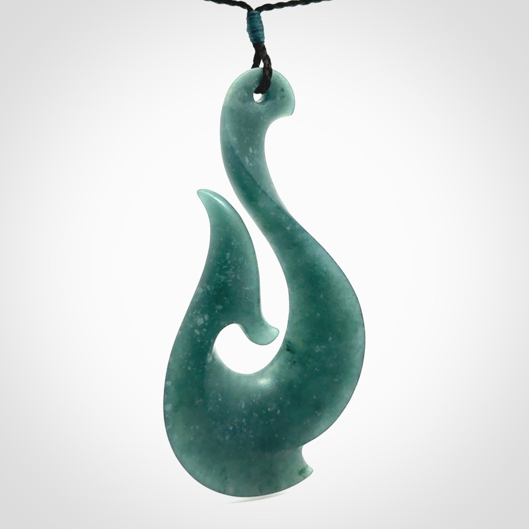 Hand carved large Guatemalan Jadeite Matau, Hook pendant.