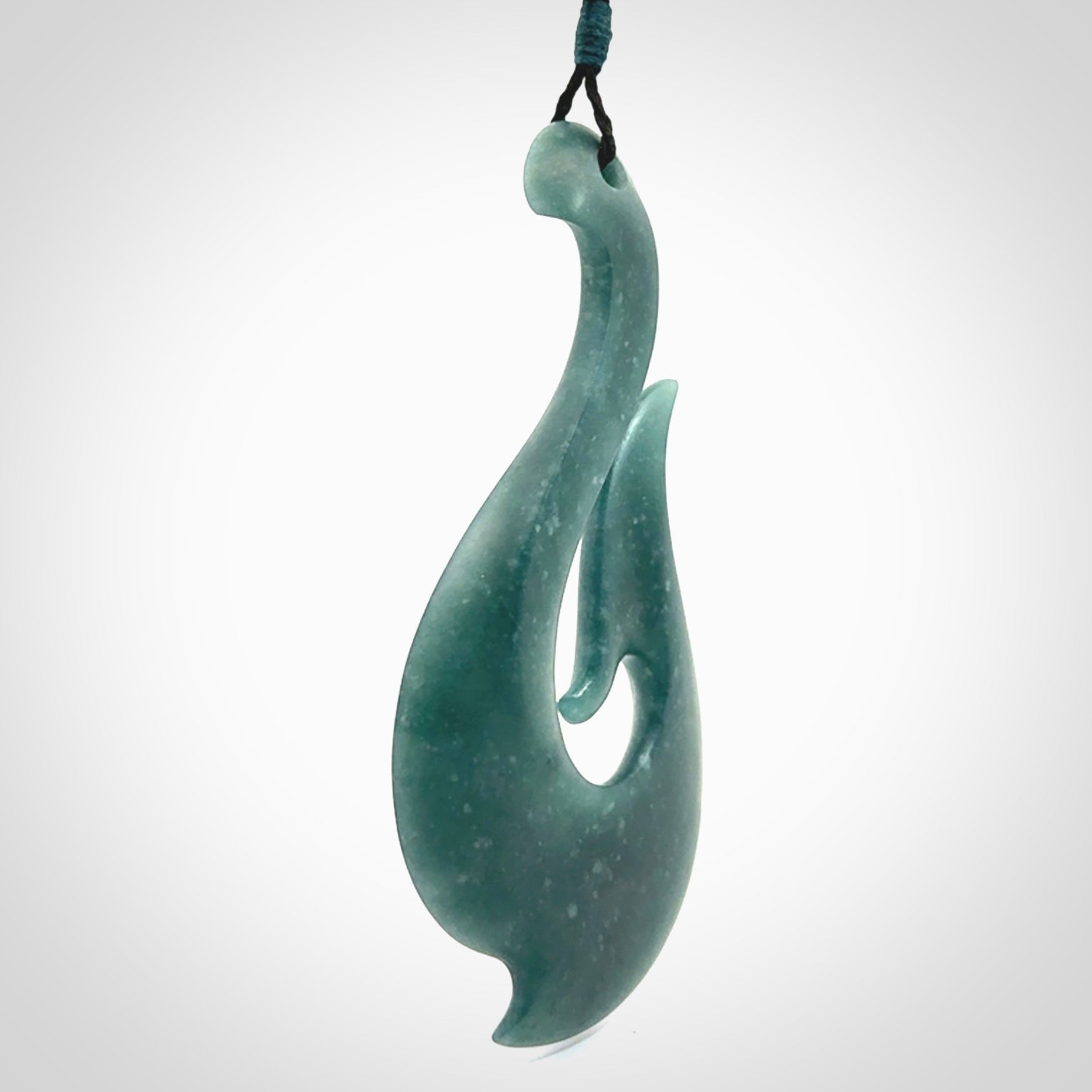 Hand carved large Guatemalan Jadeite Matau, Hook pendant.