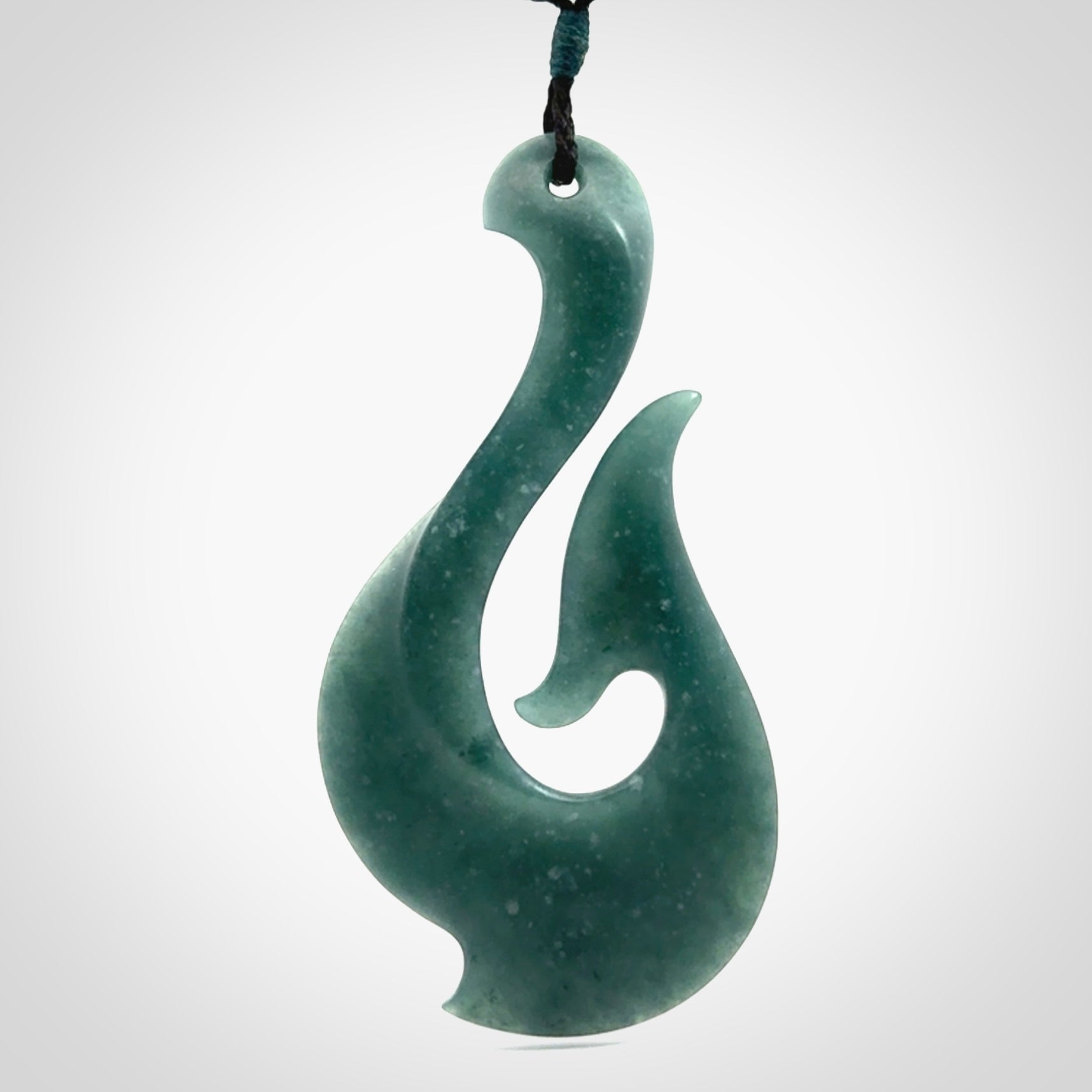 Hand carved large Guatemalan Jadeite Matau, Hook pendant.