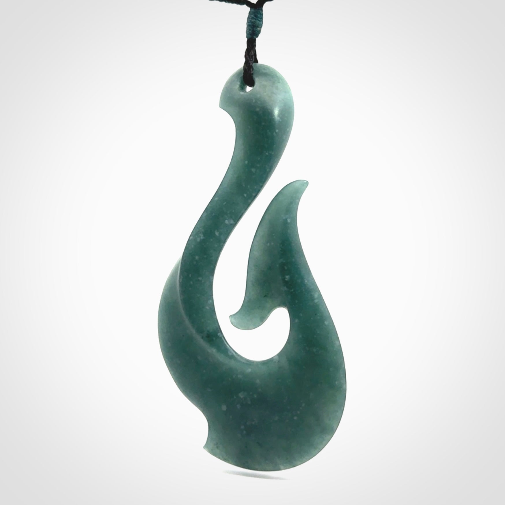 Hand carved large Guatemalan Jadeite Matau, Hook pendant.
