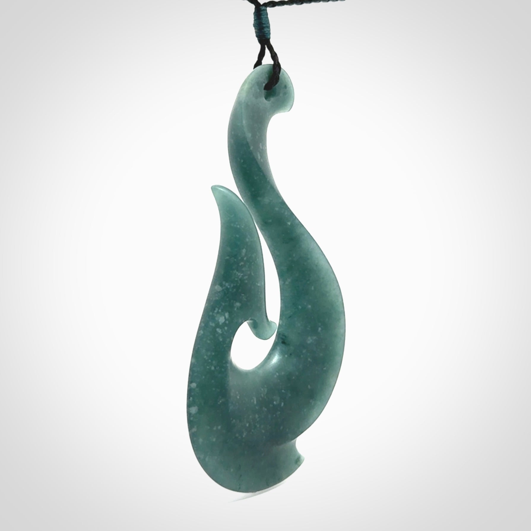 Hand carved large Guatemalan Jadeite Matau, Hook pendant.