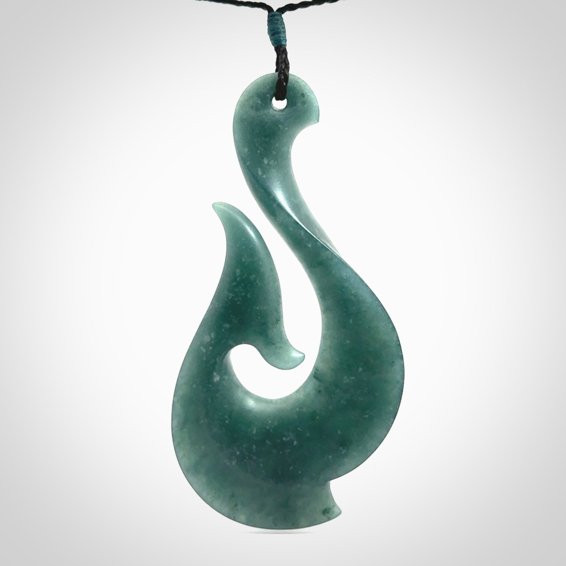 Hand carved large Guatemalan Jadeite Matau, Hook pendant.