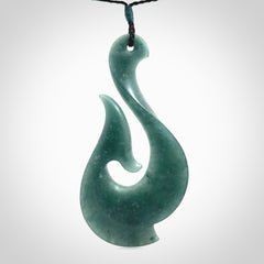 Hand carved large Guatemalan Jadeite Matau, Hook pendant.