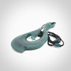 Hand carved large Guatemalan Jadeite Matau, Hook pendant.