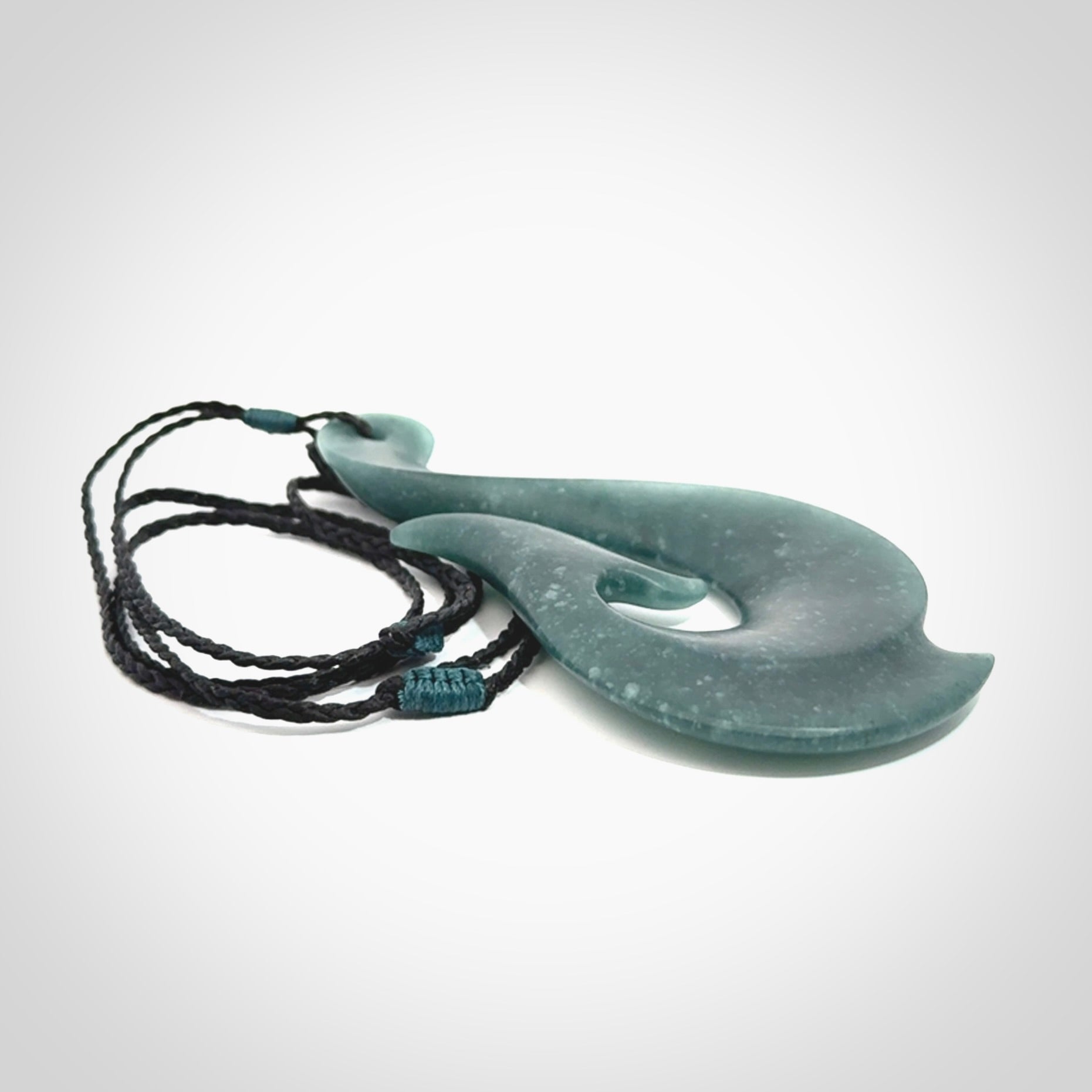 Hand carved large Guatemalan Jadeite Matau, Hook pendant.