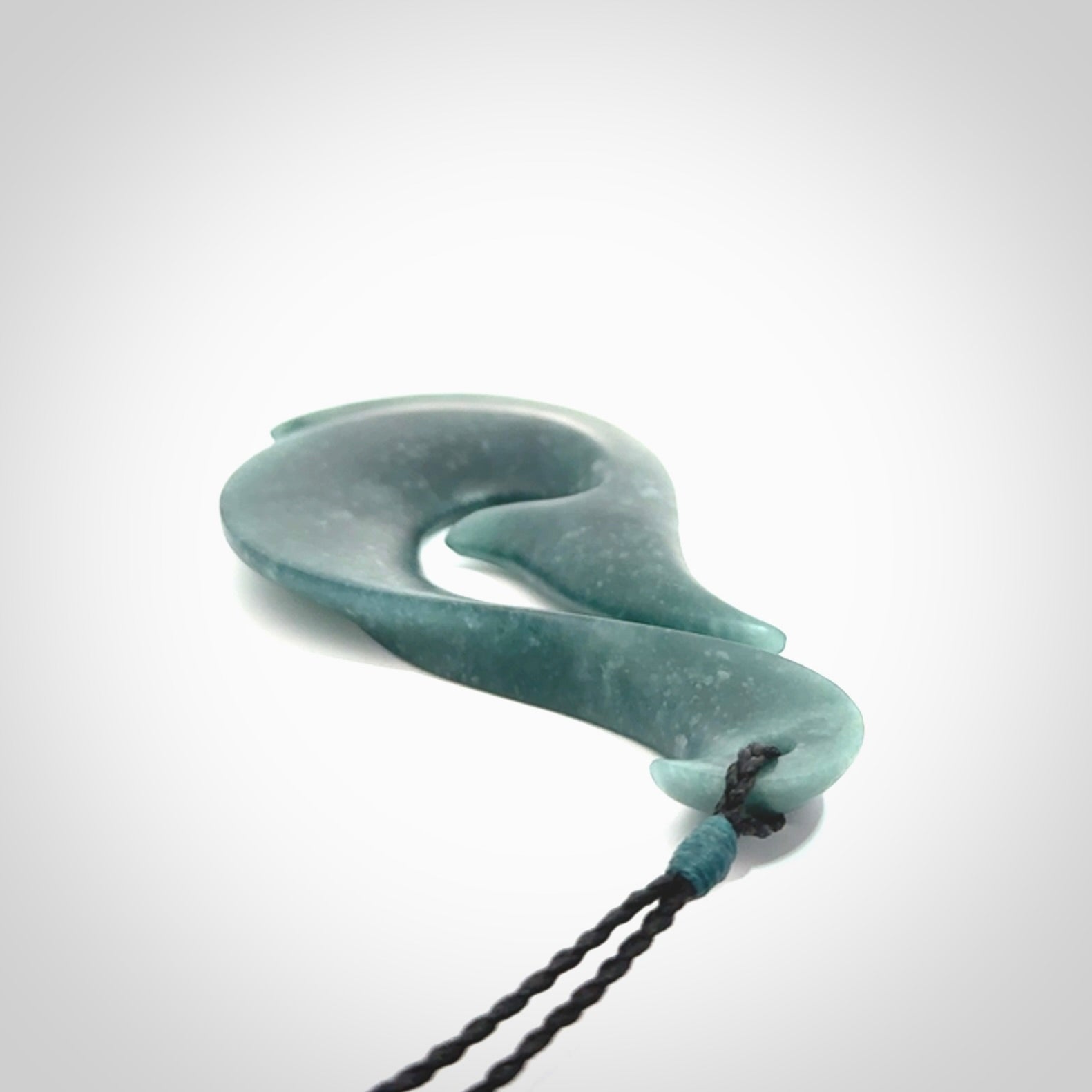 Hand carved large Guatemalan Jadeite Matau, Hook pendant.