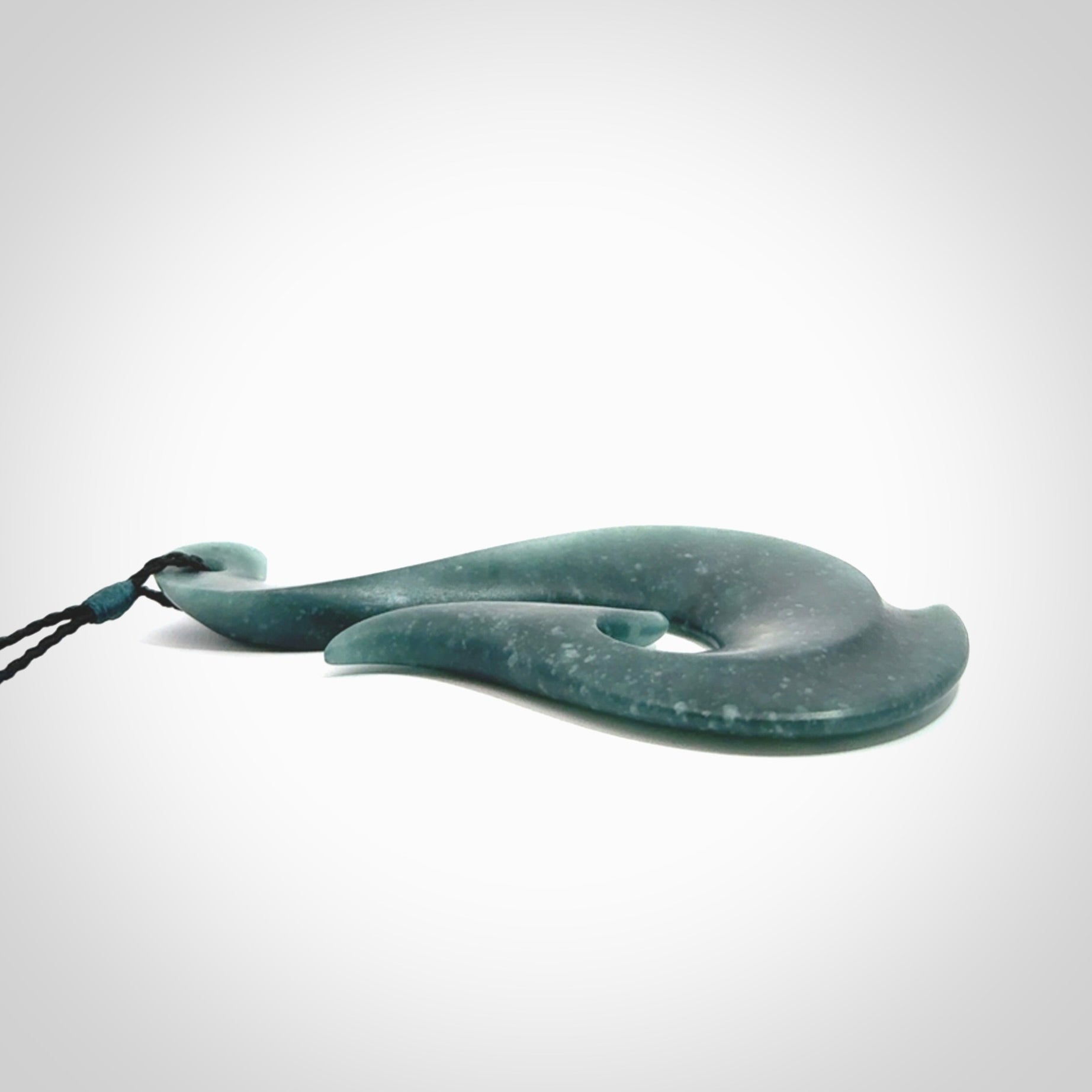 Hand carved large Guatemalan Jadeite Matau, Hook pendant.